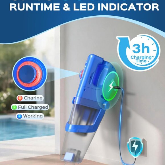 Cordless Handheld Pool Vacuum Cleaner with Telescopic Pole  26.5 GPM Powerful Su - Picture 8 of 8